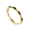 14K Yellow Gold Bujukan Ball and Marquise Shape Stackable Ring with Chrome Green Enamel