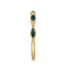 14K Yellow Gold Bujukan Ball and Marquise Shape Stackable Ring with Chrome Green Enamel