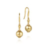14K Yellow Gold Bujukan Balls Fish Wire Drop Earrings