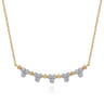 14K Yellow Gold Bujukan Bar Necklace with Diamond Trio Stations - 0.25 ct