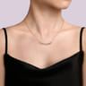 14K Yellow Gold Bujukan Bar Necklace with Diamond Trio Stations - 0.25 ct