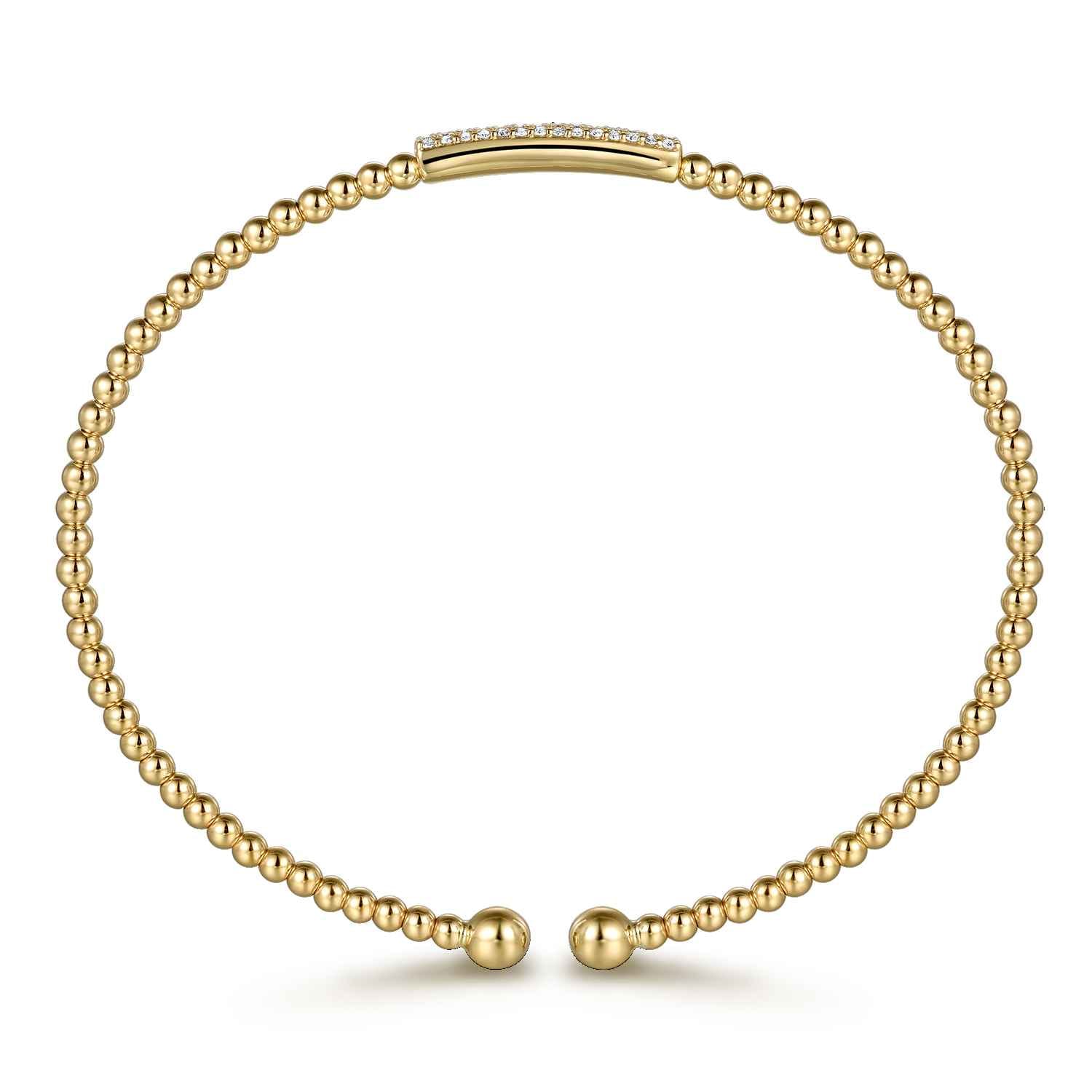 14K Yellow Gold Bujukan Bead Bangle with Diamonds - 0.13 ct - Shot 3