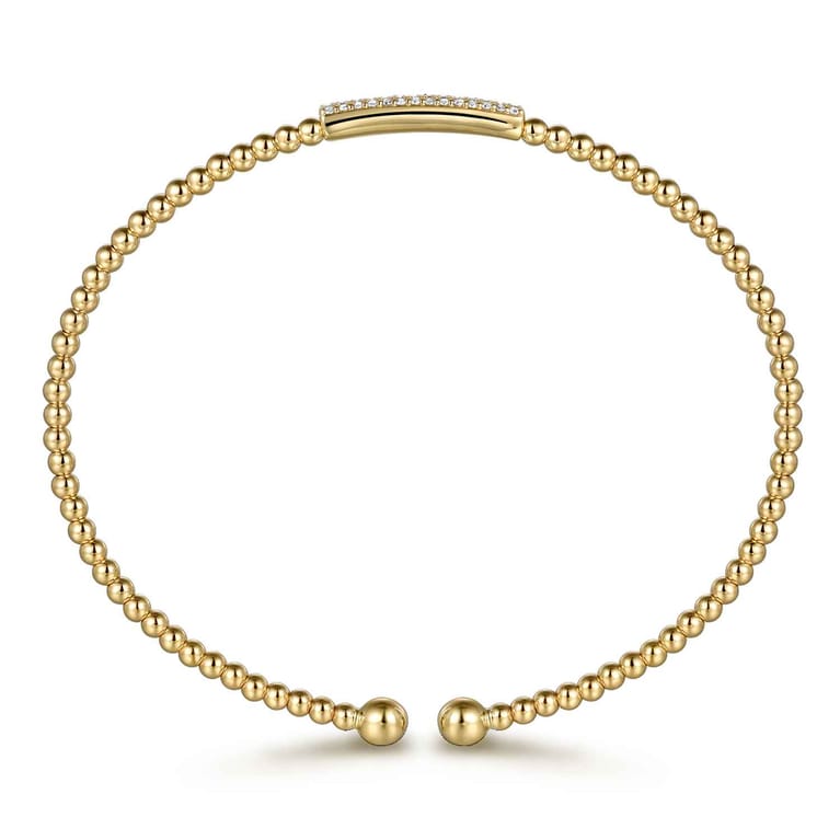 14K Yellow Gold Bujukan Bead Bangle with Diamonds - 0.13 ct - Shot 3