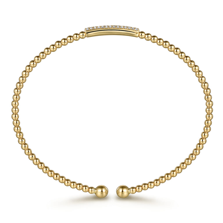 14K Yellow Gold Bujukan Bead Bangle with Diamonds - 0.13 ct - Shot 3