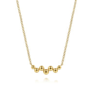 14K Yellow Gold Bujukan Bead Bar Necklace