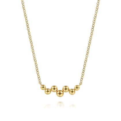 14K Yellow Gold Bujukan Bead Bar Necklace