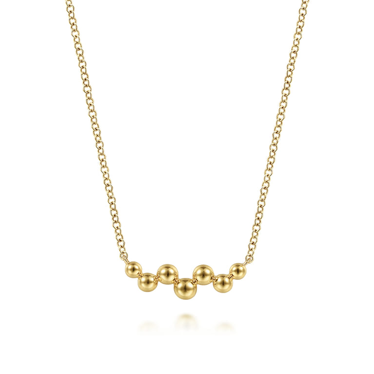 14K Yellow Gold Bujukan Bead Bar Necklace - Shot 1