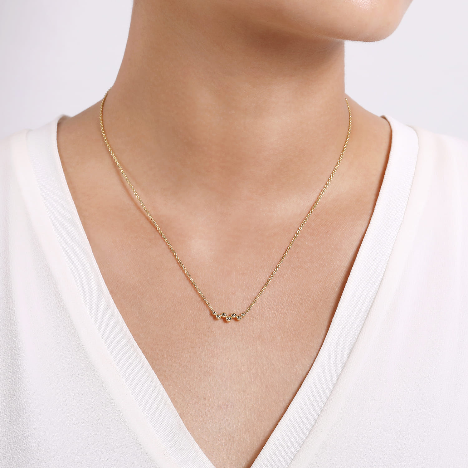 14K Yellow Gold Bujukan Bead Bar Necklace - Shot 3