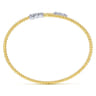 14K Yellow Gold Bujukan Bead Bypass Bangle with Graduating Diamond Caps - 0.41 ct