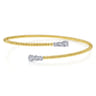 14K Yellow Gold Bujukan Bead Bypass Bangle with Graduating Diamond Caps - 0.42 ct