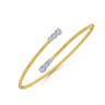 14K Yellow Gold Bujukan Bead Bypass Bangle with Graduating Diamond Caps - 0.42 ct
