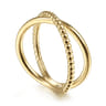 14K Yellow Gold Bujukan Bead Criss Cross Ring
