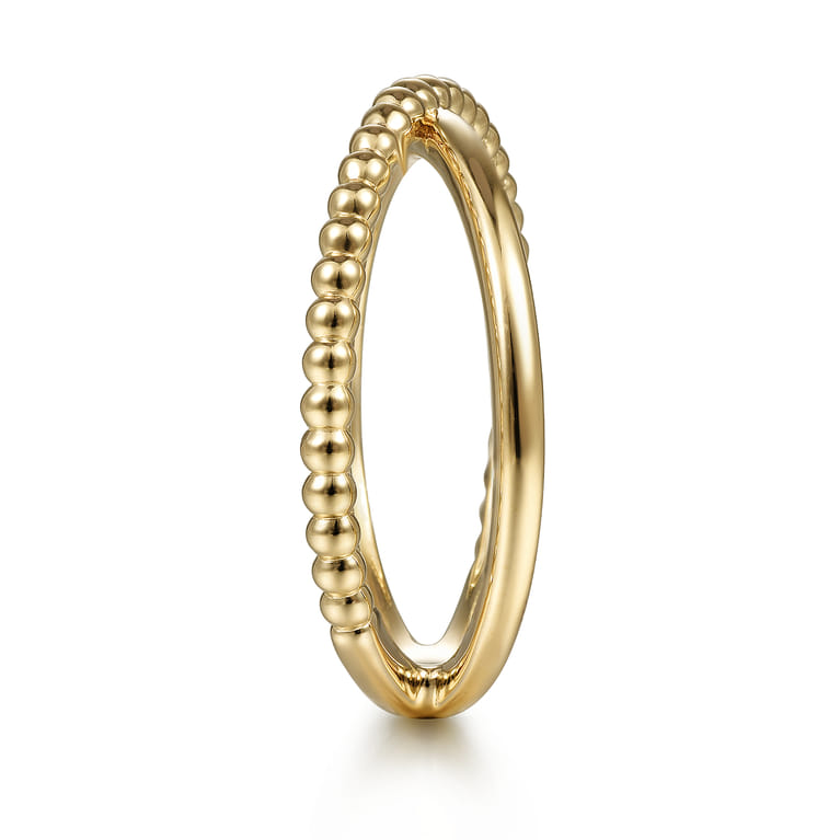 14K Yellow Gold Bujukan Bead Criss Cross Ring - Shot 4