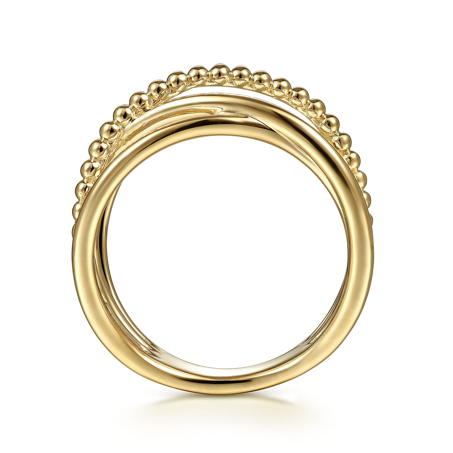 14K Yellow Gold Bujukan Bead Criss Cross Ring - Shot 2