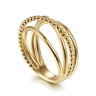 14K Yellow Gold Bujukan Bead Criss Cross Ring