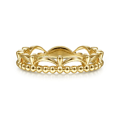 14K Yellow Gold Bujukan Bead Crown Ring