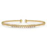 14K Yellow Gold Bujukan Bead Cuff Bracelet with Bezel Set Diamond Stations - 0.15 ct