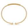 14K Yellow Gold Bujukan Bead Cuff Bracelet with Bezel Set Diamond Stations - 0.15 ct