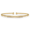 14K Yellow Gold Bujukan Bead Cuff Bracelet with Bezel Set Diamond Stations - 0.15 ct