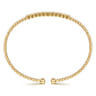 14K Yellow Gold Bujukan Bead Cuff Bracelet with Bezel Set Diamond Stations - 0.15 ct