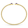 14K Yellow Gold Bujukan Bead Cuff Bracelet with Bezel Set Round Amethyst