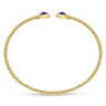 14K Yellow Gold Bujukan Bead Cuff Bracelet with Bezel Set Round Amethyst
