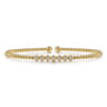 14K Yellow Gold Bujukan Bead Cuff Bracelet with Cluster Diamond Stations - 0.14 ct