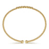 14K Yellow Gold Bujukan Bead Cuff Bracelet with Cluster Diamond Stations - 0.14 ct