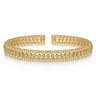 14K Yellow Gold Bujukan Bead Cuff Bracelet with Diamond Bezel Connectors - 0.75 ct
