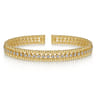 14K Yellow Gold Bujukan Bead Cuff Bracelet with Diamond Bezel Connectors - 0.75 ct