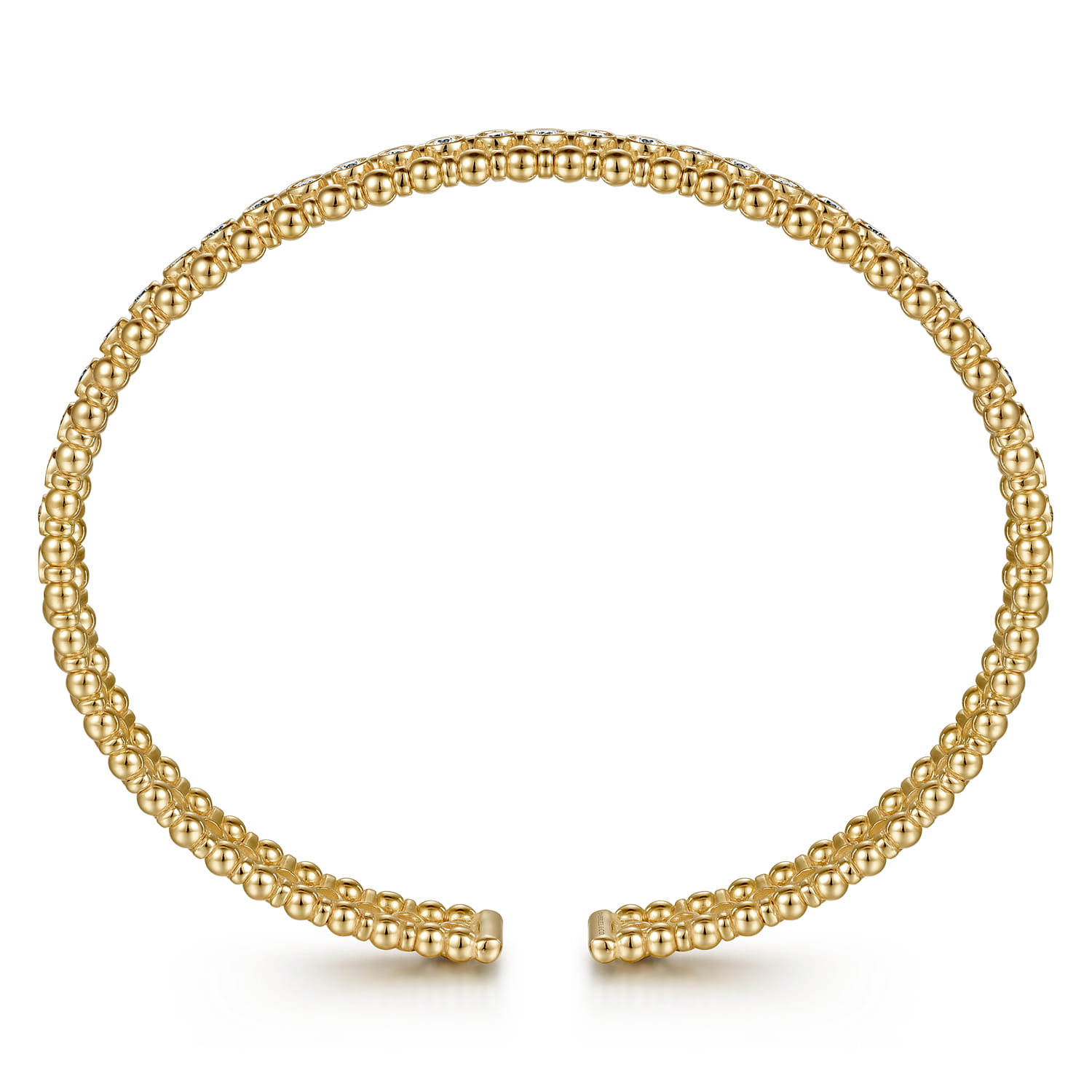 14K Yellow Gold Bujukan Bead Cuff Bracelet with Diamond Bezel Connectors - 0.75 ct - Shot 3