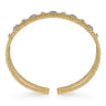 14K Yellow Gold Bujukan Bead Cuff Bracelet with Diamond Cluster and Bezel Connectors - 0.7 ct