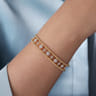 14K Yellow Gold Bujukan Bead Cuff Bracelet with Diamond Cluster and Bezel Connectors - 0.7 ct