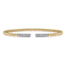 14K Yellow Gold Bujukan Bead Cuff Bracelet with Diamond Pave Bars - 0.3 ct