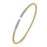 14K Yellow Gold Bujukan Bead Cuff Bracelet with Diamond Pave Bars - 0.3 ct