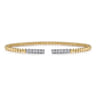 14K Yellow Gold Bujukan Bead Cuff Bracelet with Diamond Pave Bars - 0.3 ct