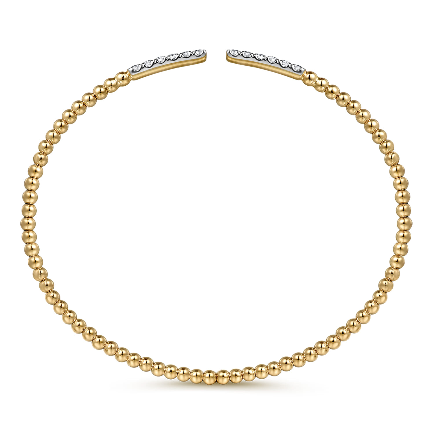 14K Yellow Gold Bujukan Bead Cuff Bracelet with Diamond Pave Bars - 0.3 ct - Shot 3