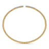 14K Yellow Gold Bujukan Bead Cuff Bracelet with Diamond Pave Bars - 0.3 ct