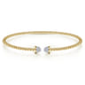 14K Yellow Gold Bujukan Bead Cuff Bracelet with Diamond Pave Caps - 0.21 ct
