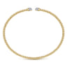 14K Yellow Gold Bujukan Bead Cuff Bracelet with Diamond Pave Caps - 0.21 ct