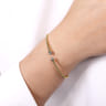 14K Yellow Gold Bujukan Bead Cuff Bracelet with Diamond Pave Caps - 0.21 ct