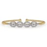 14K Yellow Gold Bujukan Bead Cuff Bracelet with Diamond Pave Links - 0.6 ct