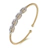 14K Yellow Gold Bujukan Bead Cuff Bracelet with Diamond Pave Links - 0.6 ct