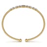 14K Yellow Gold Bujukan Bead Cuff Bracelet with Diamond Pave Links - 0.6 ct