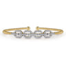 14K Yellow Gold Bujukan Bead Cuff Bracelet with Diamond Pave Links - 0.6 ct