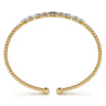 14K Yellow Gold Bujukan Bead Cuff Bracelet with Diamond Pave Links - 0.6 ct