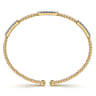 14K Yellow Gold Bujukan Bead Cuff Bracelet with Diamond Pave Stations - 0.45 ct