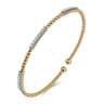 14K Yellow Gold Bujukan Bead Cuff Bracelet with Diamond Pave Stations - 0.45 ct