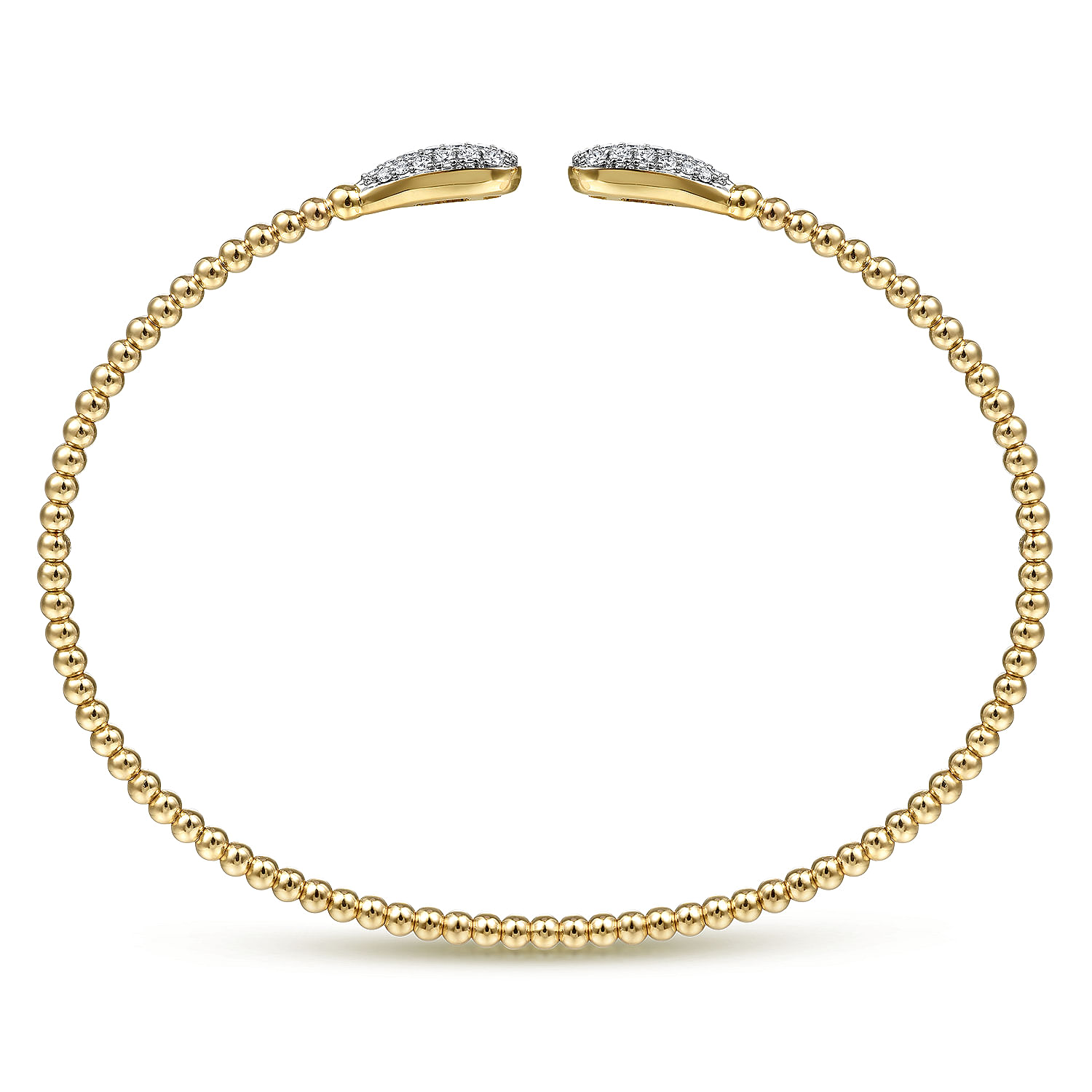14K Yellow Gold Bujukan Bead Cuff Bracelet with Diamond Pave Teardrops - 0.3 ct - Shot 3
