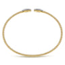 14K Yellow Gold Bujukan Bead Cuff Bracelet with Diamond Pave Teardrops - 0.3 ct